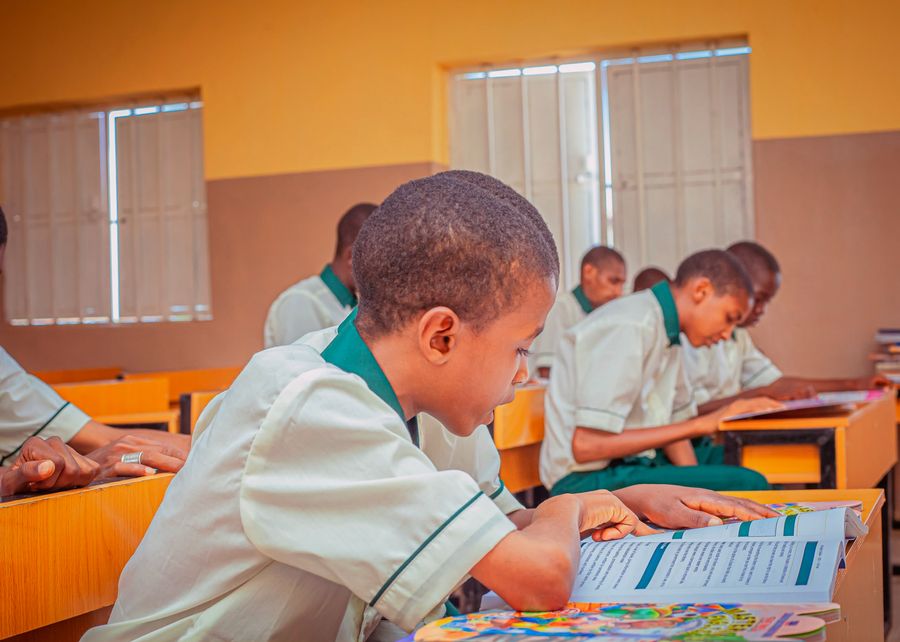 Pupil reading in class