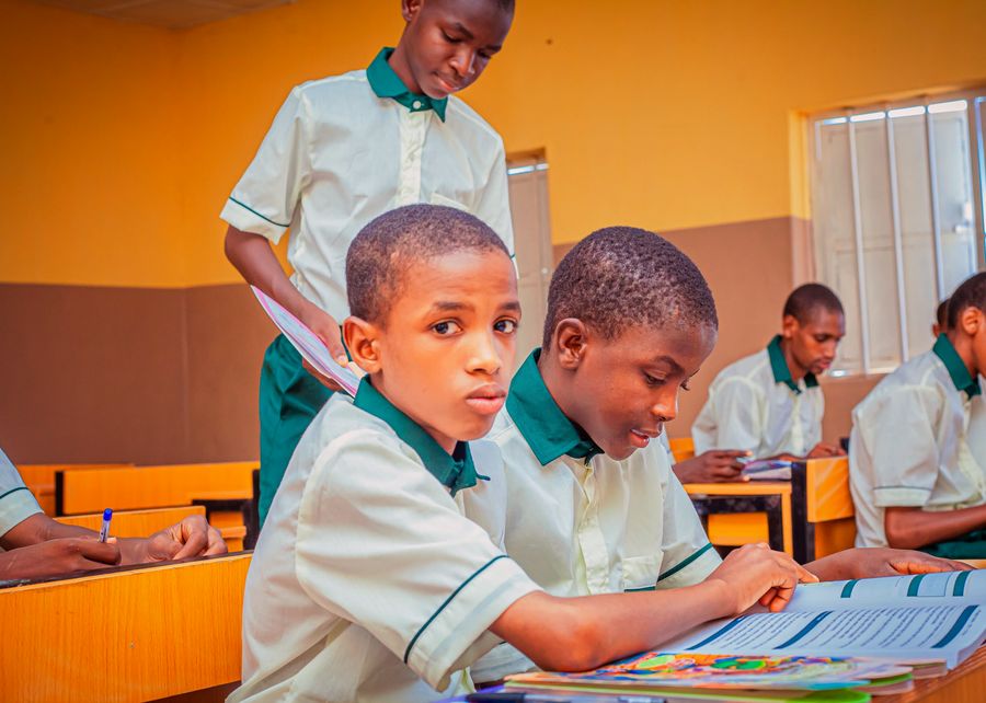 Pupil at his desk